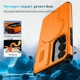 thumbnail image 5 of Dteck 2 In 1 for Samsung Galaxy S25 FE Case, Compatible with MagSafe, Invisible Kickstand HD Screen Protector, Heavy Duty Shockproof Magnetic Phone Cover with Slide Camera Lens Protection,Orange, 5 of 5