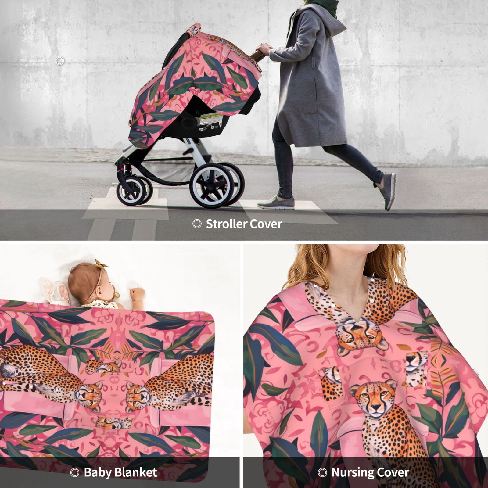 Car Seat Cover Baby - Cheetah On Toilet Humor Art Breathable Infant Car Seat Cover for Baby Carseat, Lightweight Comfort Baby Essentials Must Haves Newborn Stuff for Girl Boy