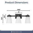 thumbnail image 6 of Prominence Home Fairendale 3-Light Matte Black Bathroom Vanity Light with Frosted Glass Shade, 6 of 7