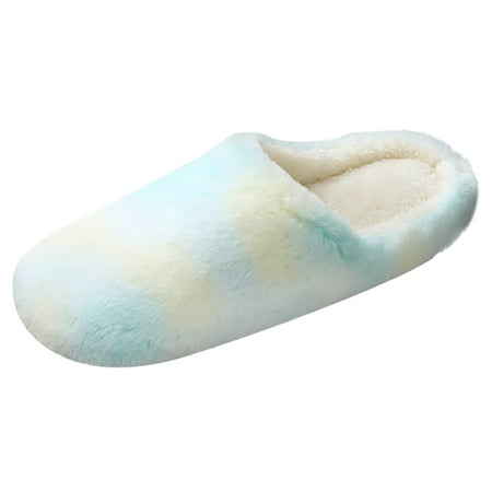 

WANYNG slippers for women Slippers For Women Multicolor Tie-Dye Round Toe Flats Plus Velvet House Slippers For Women Shoes Womens Shoes Green 40-41