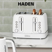 Open Box Haden Starbeck 4 Slice Wide Slot Stainless Toaster, White & Chrome