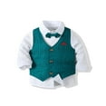 thumbnail image 3 of GXFC Little Boy Formal Gentleman Suits 9M 1T 2T 3T 4T 5T Kids Boy Long Sleeve Shirt with Bowtie+Suspender Pants Dressy Outfit,Spring Fall, 3 of 8