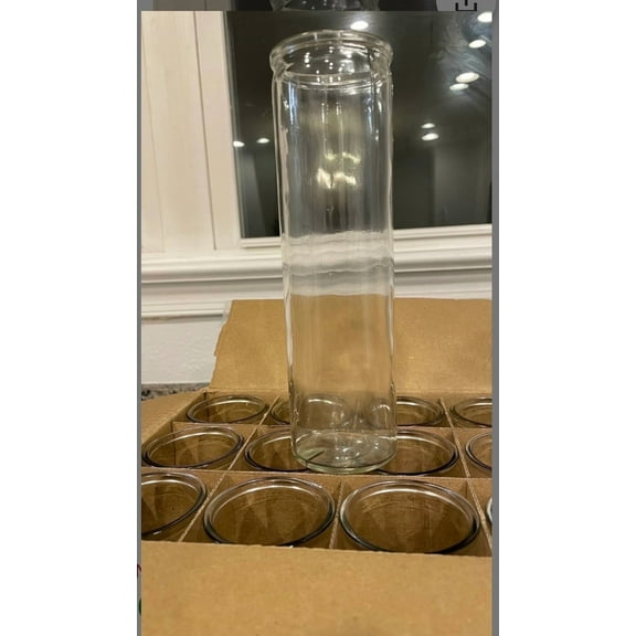 Empty Tall Glass Candle Container for Candle Making with Organic Cotton Cored Wicks (12 Pack)
