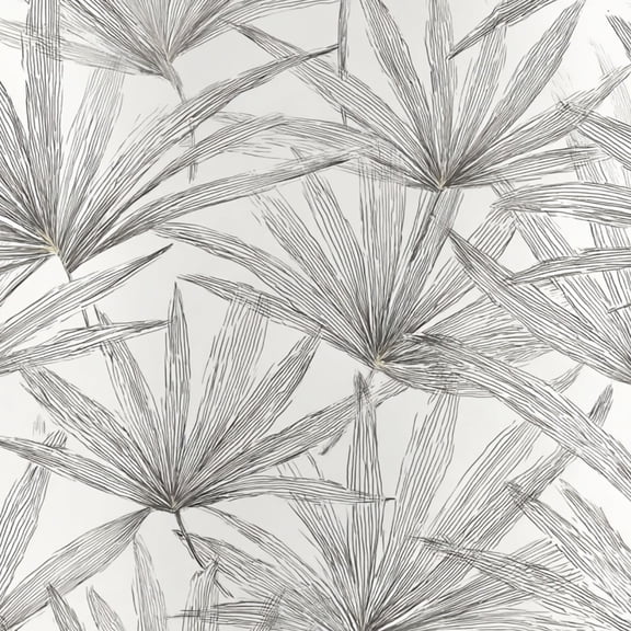 Peel and Stick Wallpaper Minimalist Black Drawn Palm Leaf Wall Mural 17.7in x 9.8ft Self Adhesive Removable Wall Paper Renter Friendly Wallpaper for Nursery Bedroom Cabinets