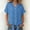 Blue, variant on Women'S Ruffled Blouse Cotton Linen Short Sleeve Button Down Gauze Tops with Tie Front,Linen Shirts for Women Beige M(M)