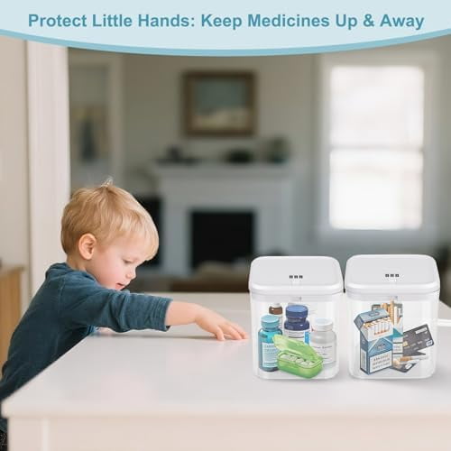 Lock Box for Medicine & Snacks - Childproof Storage Box with Combination Lock, Secure Organizer for Pills, Fridge Food, Phone, Vitamins | Portable Safe for Home, Office, Travel (5.5x5.5x6.3in)