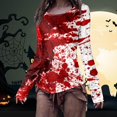 thumbnail image 2 of Tshirts for Women Slim Fit Halloween Print Long Sleeved Crew Neck T Shirt Clothes, 2 of 5