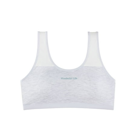 Girls Sports Bras Running Breathable Training Bra Hollow Back Workout Padded Bralette for Yoga Cooling Summer  Gray  M