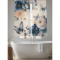 thumbnail image 5 of Vintage Blue Floral Sheer Curtains 72 Inch Length 2 Panels Set Window Treatments, Butterflies Watercolor Flower Linen Rod Pocket Semi Curtains for Living Room/Bedroom/Kitchen Décor, 104"W x 72"L, 5 of 7