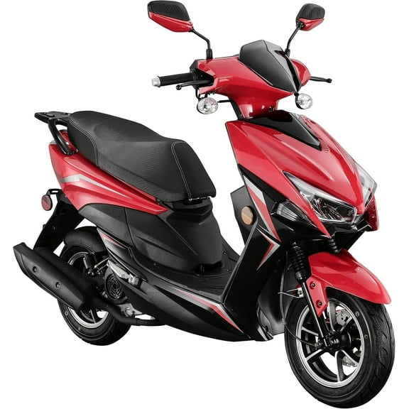 HHH X18 150cc Scooter Street Motorcycle Gas Moped 150cc Adult Bike with 10 inch Aluminum Wheels-Red