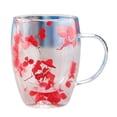 thumbnail image 1 of Billuyoard Taza de cristal de doble pared con flores, fusiones florales, taza de té transparente, flores secas, tazas de café de 350ml, flores Mostrada A, 1 of 6