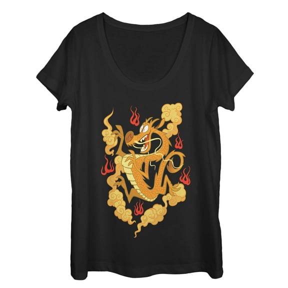 Women's Ralph Breaks the Internet Comfy Mulan  Scoop Neck Black Medium