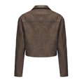 thumbnail image 4 of ChaoHeng Ladies Jackets Lightweight Petite Tops Button 2024 Clearance,Womens Solid Color Short Thin Leather Jacket Long Sleeved Casual Jacket(Coffee,XXL), 4 of 6