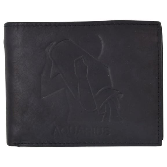 Aquarius Zodiac Sign Bifold Trifold Genuine Leather Men's Wallets