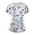 thumbnail image 6 of Womens Cute Print V-Neck Scrubs Set, Medical Nursing Tops with Pocket Scrubs Jogger Pants, 6 of 6