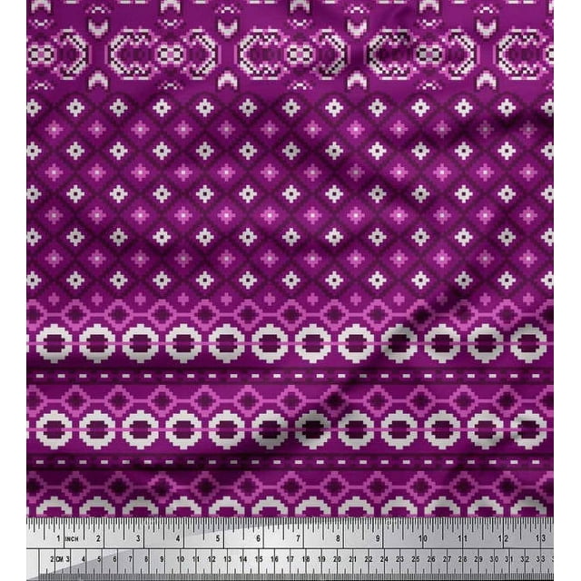 Soimoi Cotton Poplin Fabric Aztec Geometric Print Fabric by The Yard 42 Inch Wide