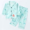 thumbnail image 2 of MEZZALL Boys Pajamas Sets Kids Soft Satin Cartoon Print Sleep Set Long Sleeve Lapel Button Tops Matching Full Length Pants Summer Loungewear Classic Sleepwear, 2 of 7