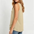 thumbnail image 4 of cocolona Womens Summer Linen Tank Tops Crew Neck Sleeveless Ruffle Hem Shirts Dressy Casual Tunic Solid Color Blouses, 4 of 6