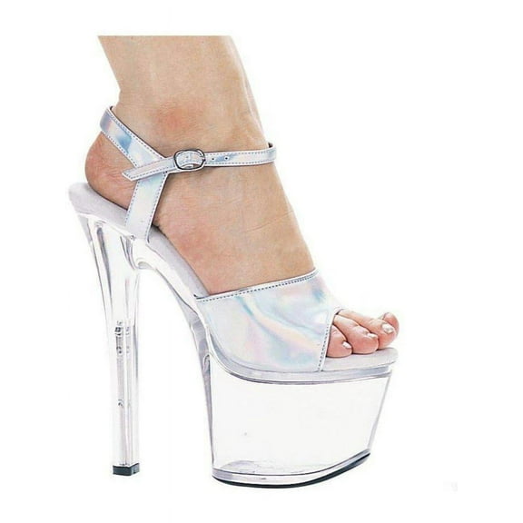Ellie Shoes E-711-Flirt-H 7 Heel Silver Hologram Sandal Silver Hologram / 12