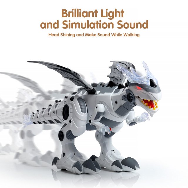 Walking Spray Dinosaur Robot Large Format Toy With Light Sound Mechanical Dinosaurs Model Toy For Children Boys heqiyong LED