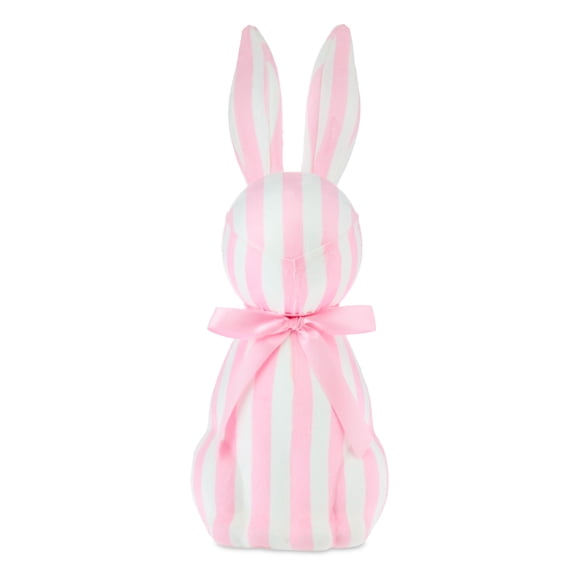 Striped Bunny Tabletop Decoration, Pink and White, 16", Easter by Way To Celebrate