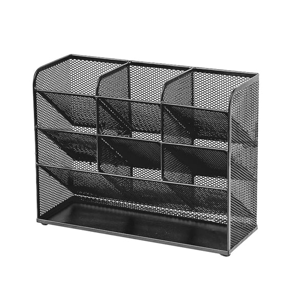 Metal Mesh Pen Holder And Organizer, Multi-Compartment Desktop Shelf for Brushes, Markers, Scissors, And Stationery – Space-Saving Design for Office, Studio, And Classroom, 1X Pen Holder Storage Rack