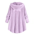 thumbnail image 4 of MKOSPLRT Fuzzy Fleece Hoodies for Kids 5-15Y Oversized Fluffy Warm Sweatshirts Long Sleeve Curved Hem Button Pullover with Pokcet, 4 of 4