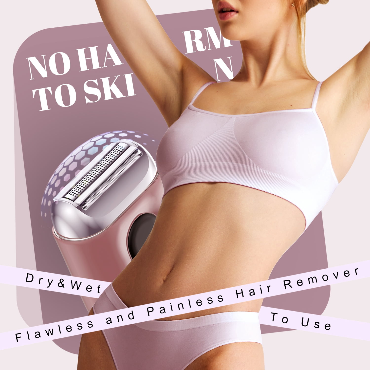 Skdwakiz Electric Razor for Women: Mini Foil Shavers with LED Display - Rechargeable Cordless Bikini Trimmer - IPX7 Waterproof Face Body Razor for Home Travel, Pink