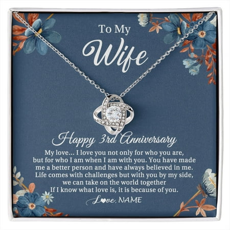 To My Wife Necklace 3rd Anniversary, White Love Knot Necklace
