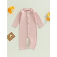 thumbnail image 2 of Bagilaanoe Newborn Baby Girl Boys Jumpsuit Long Sleeve Bodysuit 3M 6M 12M 18M 24M Infant Ribbed One Piece Romper, 2 of 8