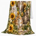 thumbnail image 2 of Garden Kitten Cluster Sunflower Portrait, Festive Pet Portrait Pattern, Warm Flannel Blanket for Living Room and Bedroom, Cat Lovers Christmas Gift, Pet Lover Home Decor, 2 of 9