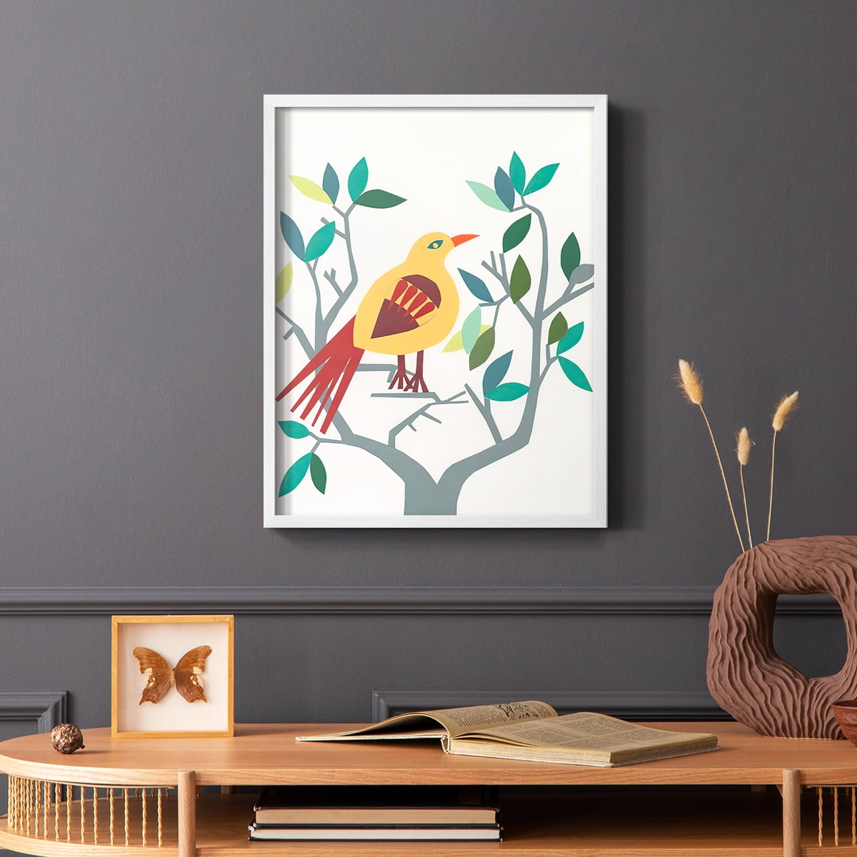 Whitty Bird III Framed Print in White Solid Wood 8 x 10 Framed Print