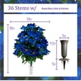 thumbnail image 3 of Sympathy Silks Artificial Cemetery Flowers Royal Blue Lilies and Daisies Saddle with 1 Bouquets with Sympathy Silks Plastic Grave Vase with Spikes, 3 of 5