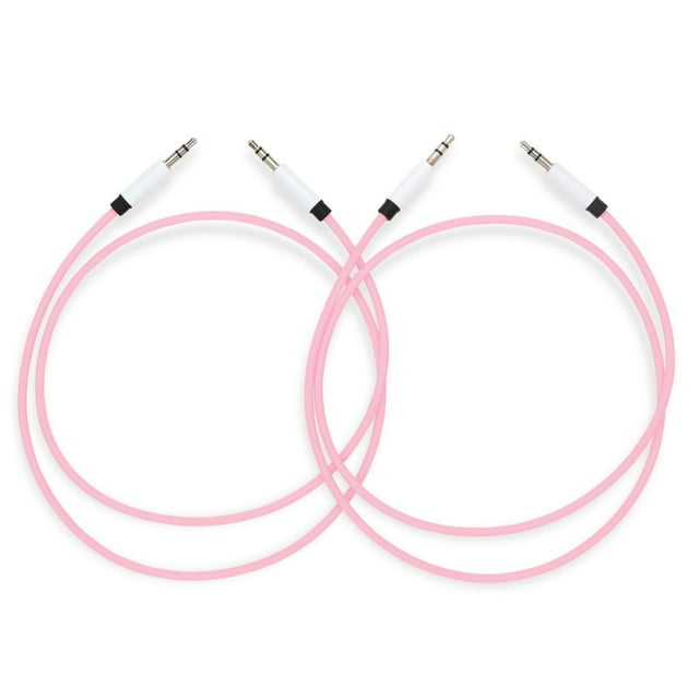 Cables de Audio MyVolts Rosa Malvavisco de Gama Plata, Paquete de 2, 70 cm