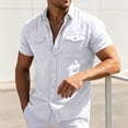 thumbnail image 5 of Guluxicc Men's Cotton Shirts with Pockets Button Down Short Sleeve Shirts for Everyday Wear Trendy Summer Casual Outfits, 5 of 8