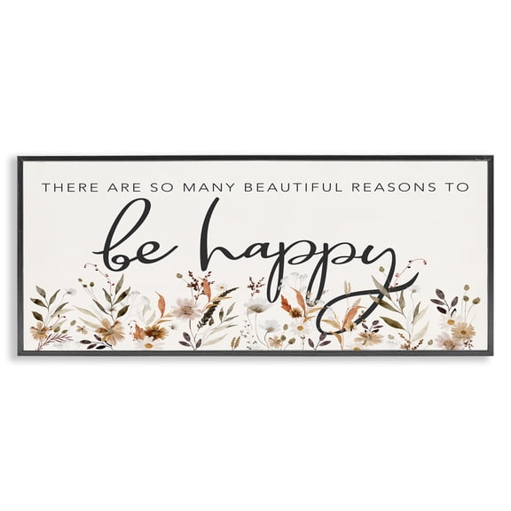 Stupell Industries Beautiful Reasons Sentiment Plants & Flowers Painting Black Framed Art Print Wall Art, 24 x 10