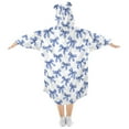 thumbnail image 2 of Wearable Blanket Hoodie for Kids Blue Bow Art Flannel Hooded Blanket with Pockets and Sleeves Suitable for Boys and Girls, 2 of 7