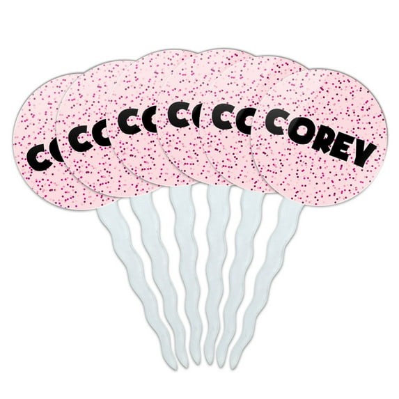 Corey Cupcake Picks Toppers - Set of 6 - Pink Speckles