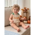 thumbnail image 2 of Newborn Baby Boy Girl Halloween Outfit Pumpkin Sleeveless Backless Bubble Romper Corduroy Jumpsuit 3M 6M 12M 18M Fall Winter Clothes, 2 of 9