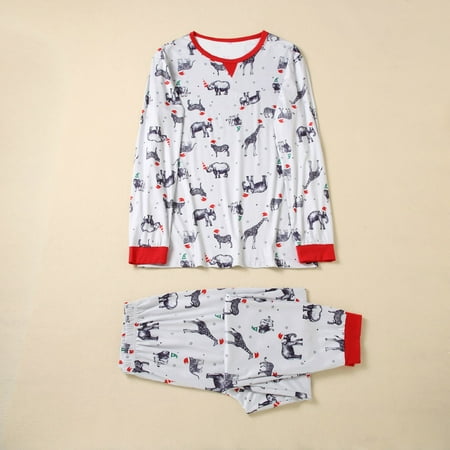 

Pajamas Cute Family Matching & Festival Pattern Parent-Child Sleeves Kids Plaid Outfit For Adults Set Printing Christmas