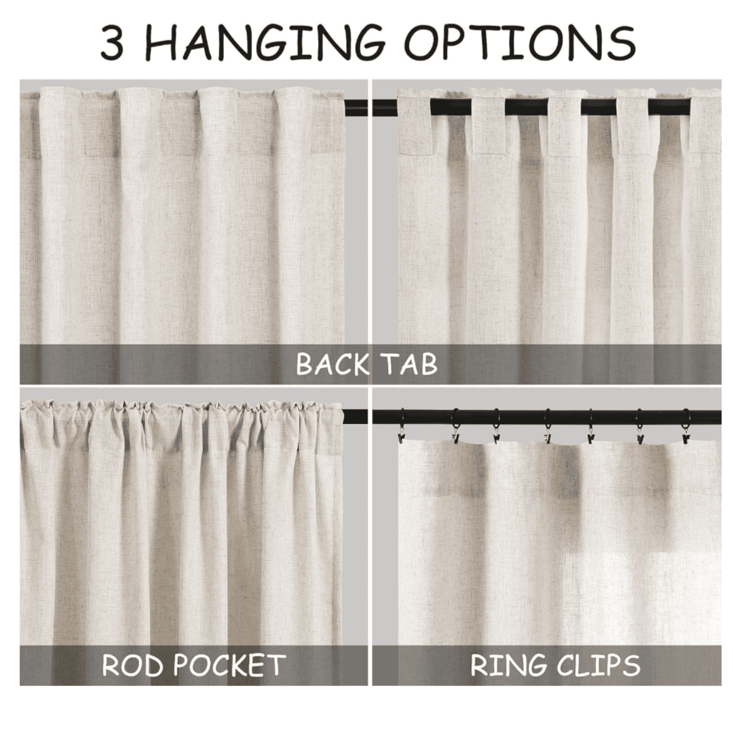 Beige Flax Linen Curtains 84 inches Long for Living Room 2 Panel Tan Burlap Textured Drapes Semi Sheer Privacy Khaki Window Curtain Country Rustic Farmhouse Canvas Cloth Curtain for Dinning Room