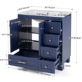 thumbnail image 2 of 30" Navy Blue Bathroom Vanity Combo, Premium Vitreous China Sink, Brushed Gold Hardware, Soft-Closing Storage with Open Shelf, 2 of 14