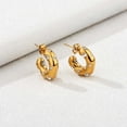 thumbnail image 2 of Cubic Zirconia C-shape Stud Earrings Gold Plated 430 Stainless Steel Half Hoop Earrings for Women Clear 19x19x6mm, 2 of 7