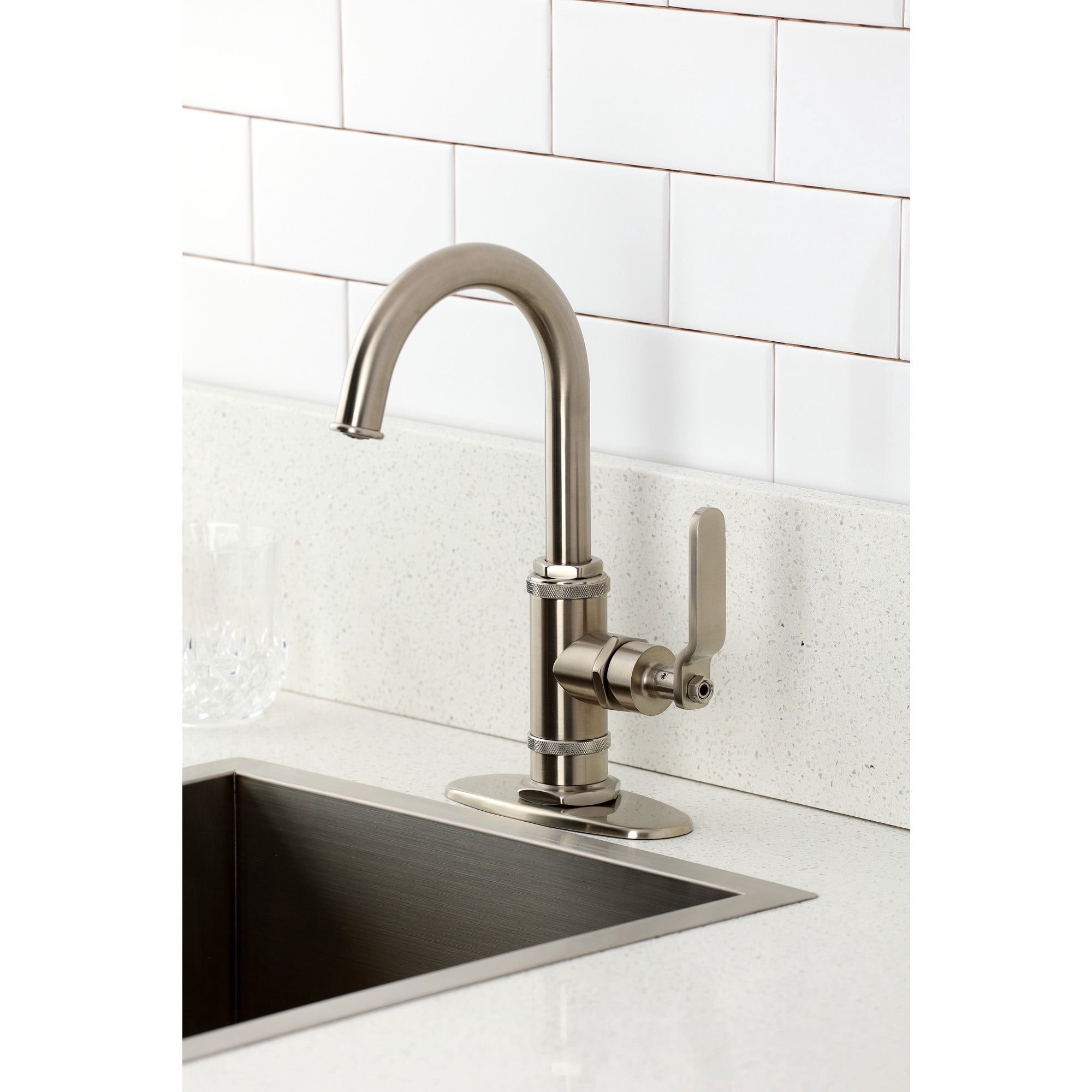 Kingston Brass KSD8508KL Whitaker Single-Handle Bar Faucet, Brushed Nickel
