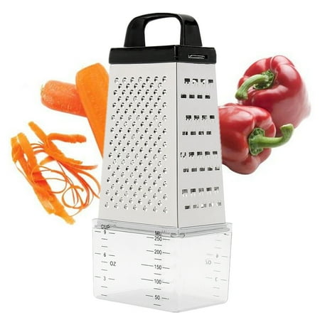 Grtxinshu 4 Sided Multifunction Vegetable Cutter Slicer Cheese Grater Stainless Steel With Container Box Kitchen Cooking Tool (Color Random)
