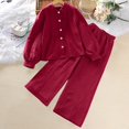 thumbnail image 2 of zbxnLI Girls 2 Piece Outfit Long Sleeve Button down Shirt and Pants Set Big Girls Fall Winter Clothes Sets, 2 of 9