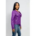 thumbnail image 3 of Whet Blu VIOLET Vegan Faux Leather Fashion Zip-Up Stylish Design Lightweight Outerwear Jacket Women Purple Large, 3 of 5