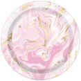 thumbnail image 1 of Unique Industries' Pink Marble Round 7" Dessert Plates, 8ct, 1 of 2