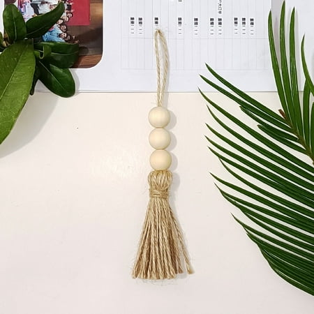 

Amazon European and American wood bead string hemp rope tassel home decoration wood bead string hemp rope tassel wood bead string pendant wholesale