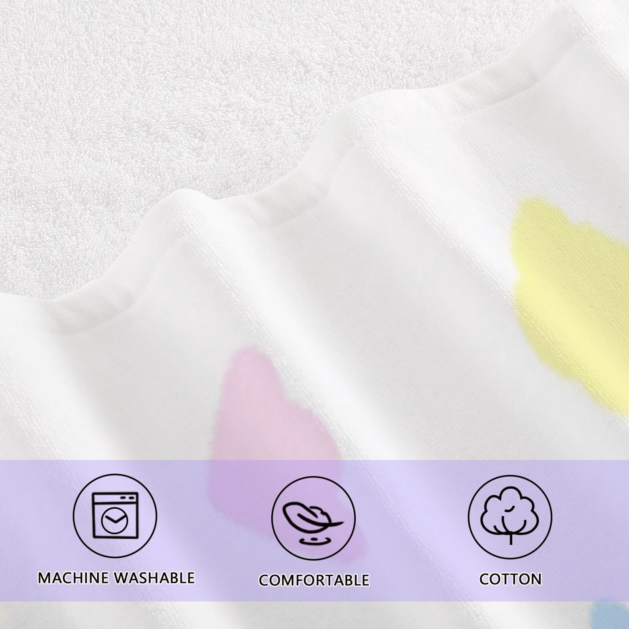 Colorful Pastel Shapes Pattern 2 Piece Cotton Bath and Face Towel Set Soft and Absorbent, for Beach Pool Bathroom